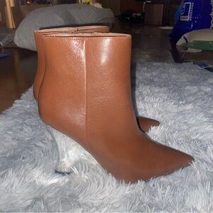 Stunning Tory Burch Sculpted Wedge Ankle Boots Brown Leather Size 7M Very Good